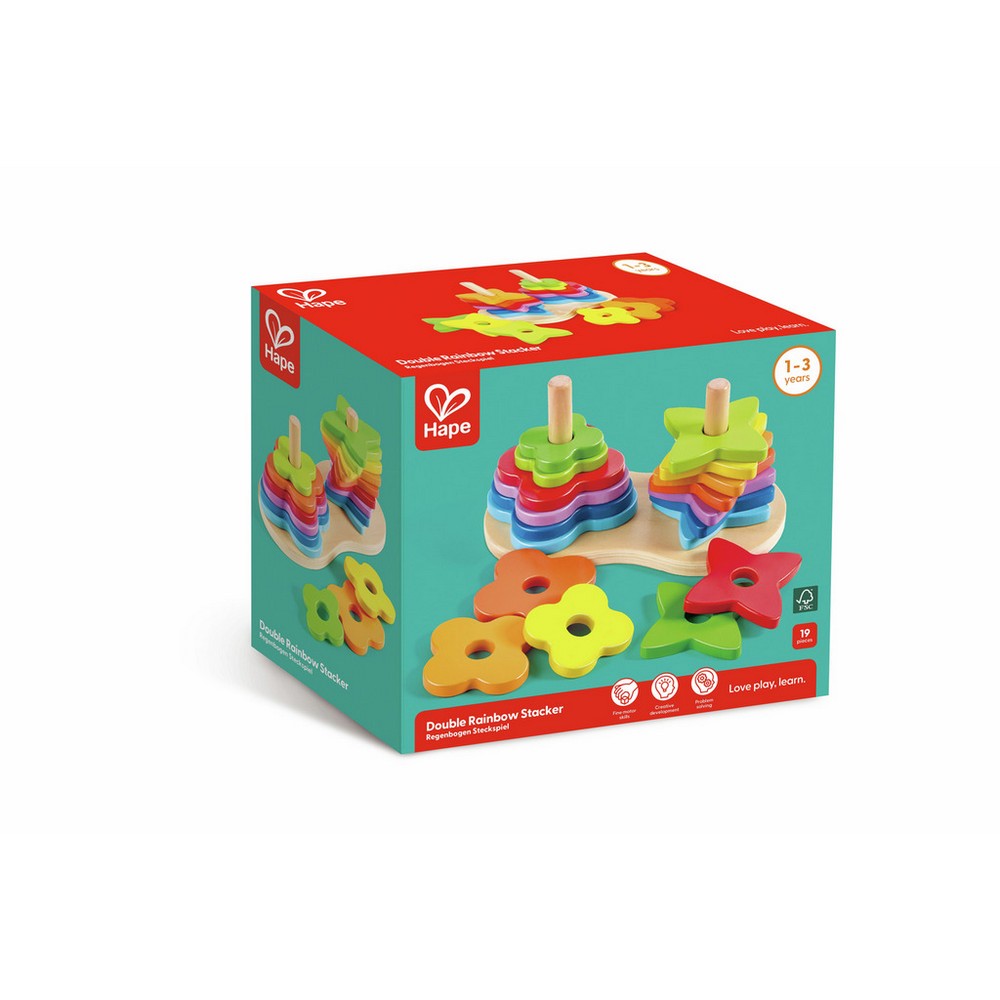 PREORDER Hape - Toddler Toys: Double Rainbow Stacker