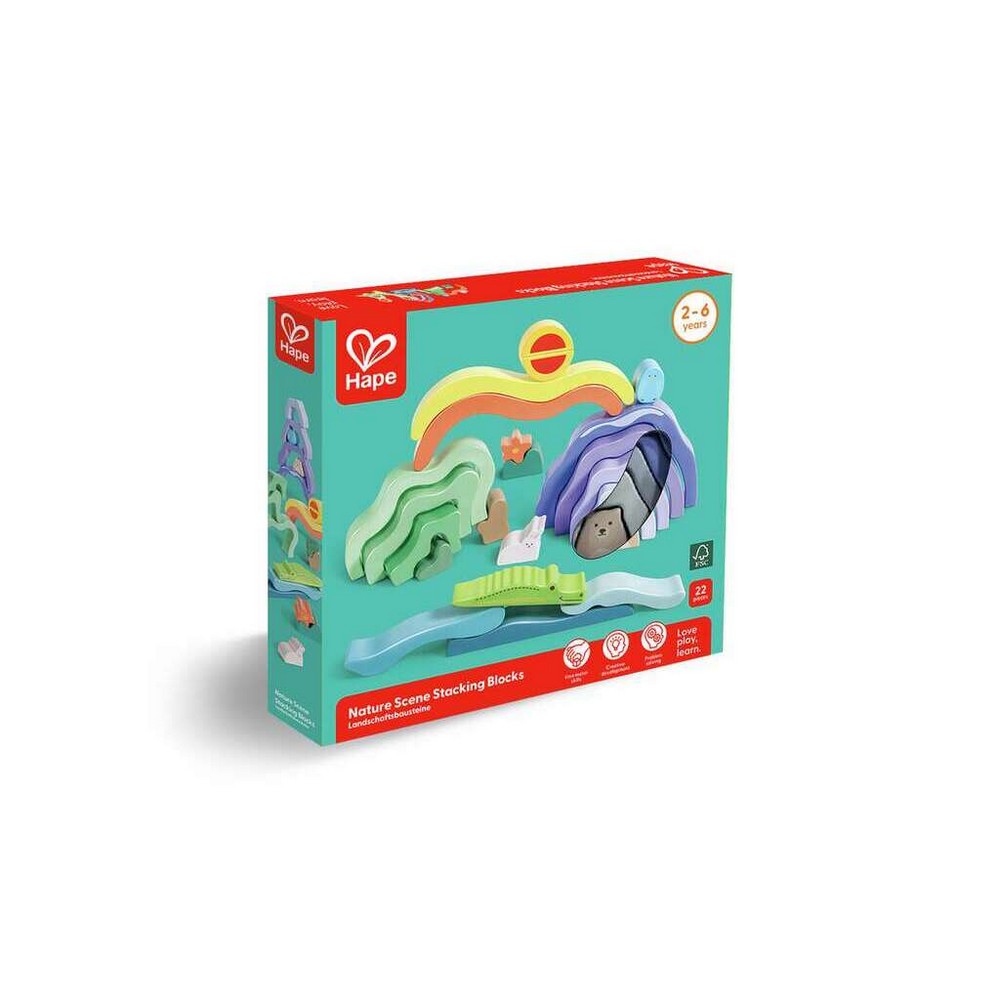 PREORDER Hape - Toddler Toys: Nature Scene Stacking Blocks