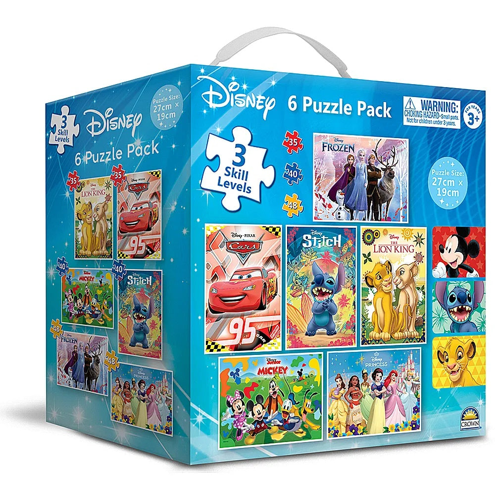 PREORDER Disney Pixar 6 Puzzle Pack - 2 x 12pce - 2 x 20pce & 2 x 30pce Puzzles