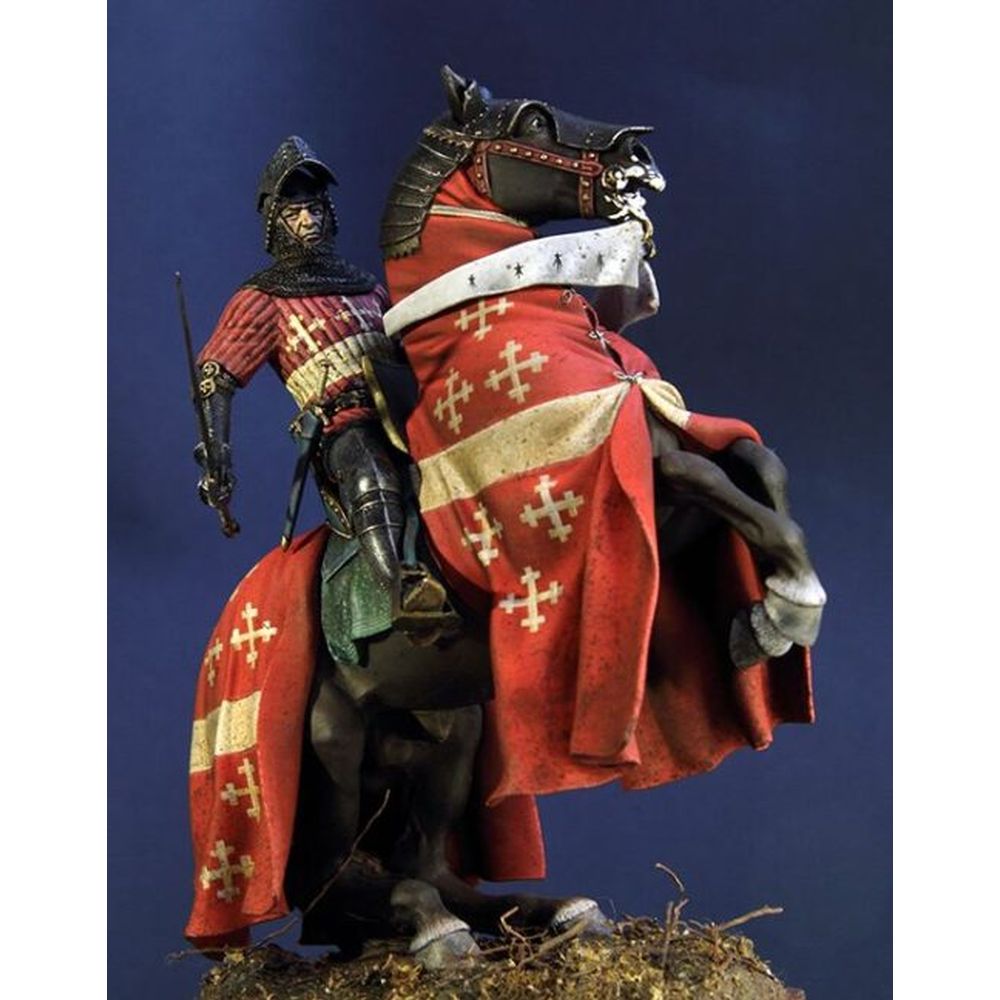 PREORDER Pegaso Models - Medieval Knight 75mm on horse