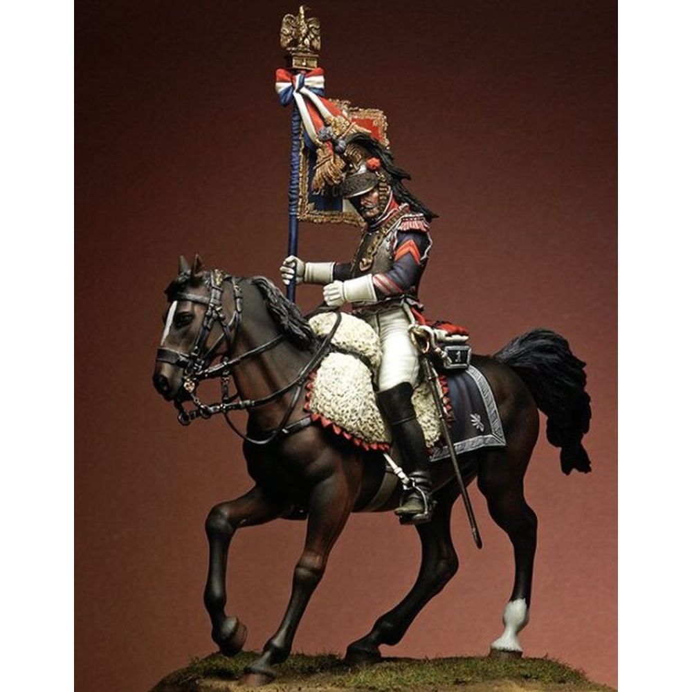 PREORDER Pegaso Models - Eagle Bearer French Cuirassiers 75mm on horse