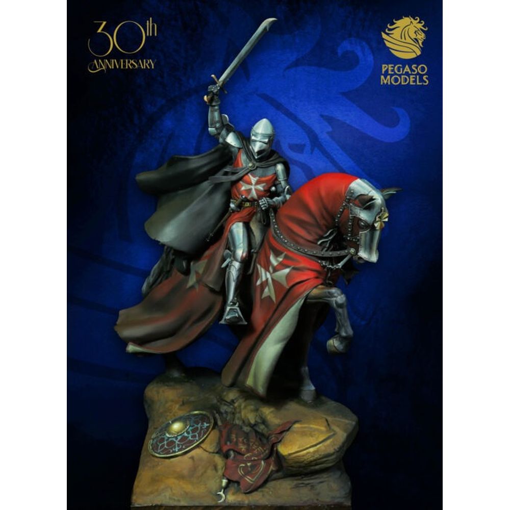 PREORDER Pegaso Models - Medieval Knight with Falchion 75mm on horse