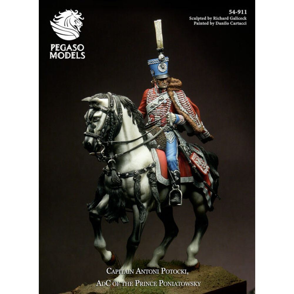 PREORDER Pegaso Models - Potocki - AdC Poniatowski 54mm on horse