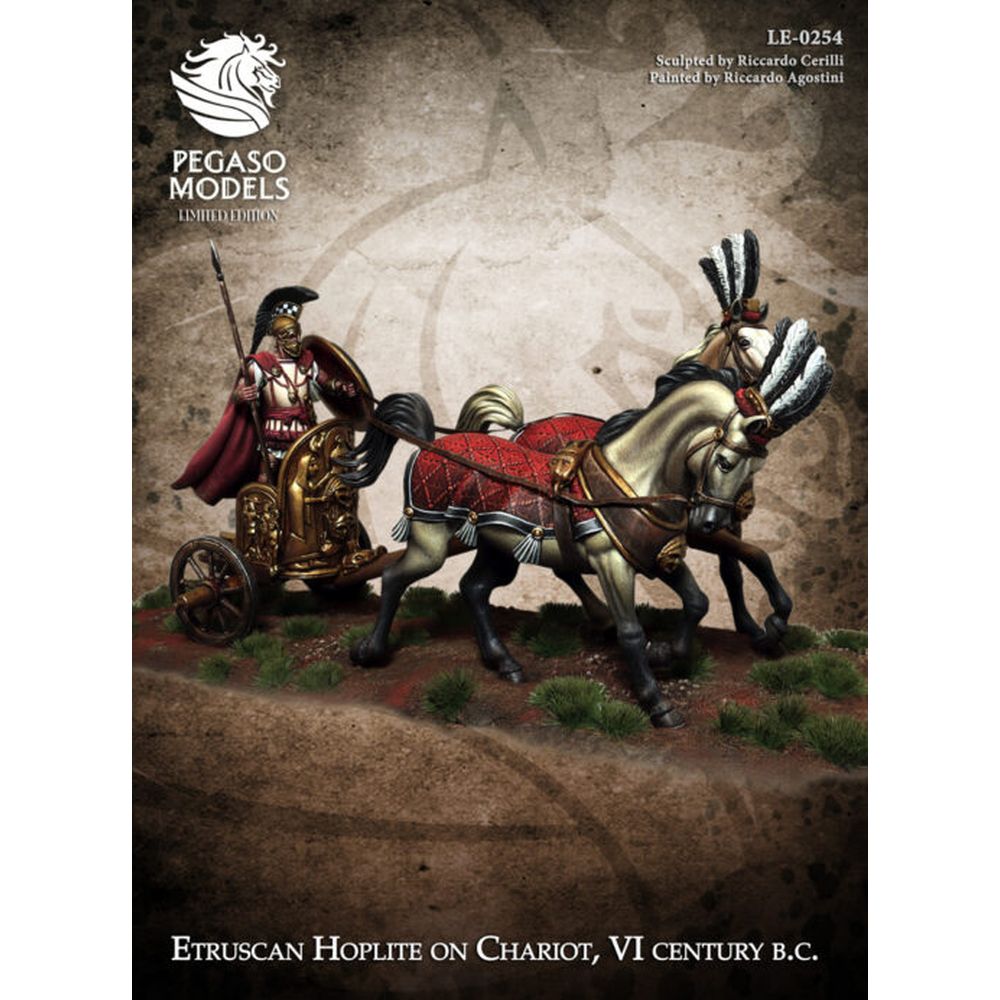 PREORDER Pegaso Models - Etruscan Hoplite on Chariot Limited Edition 54mm on horse