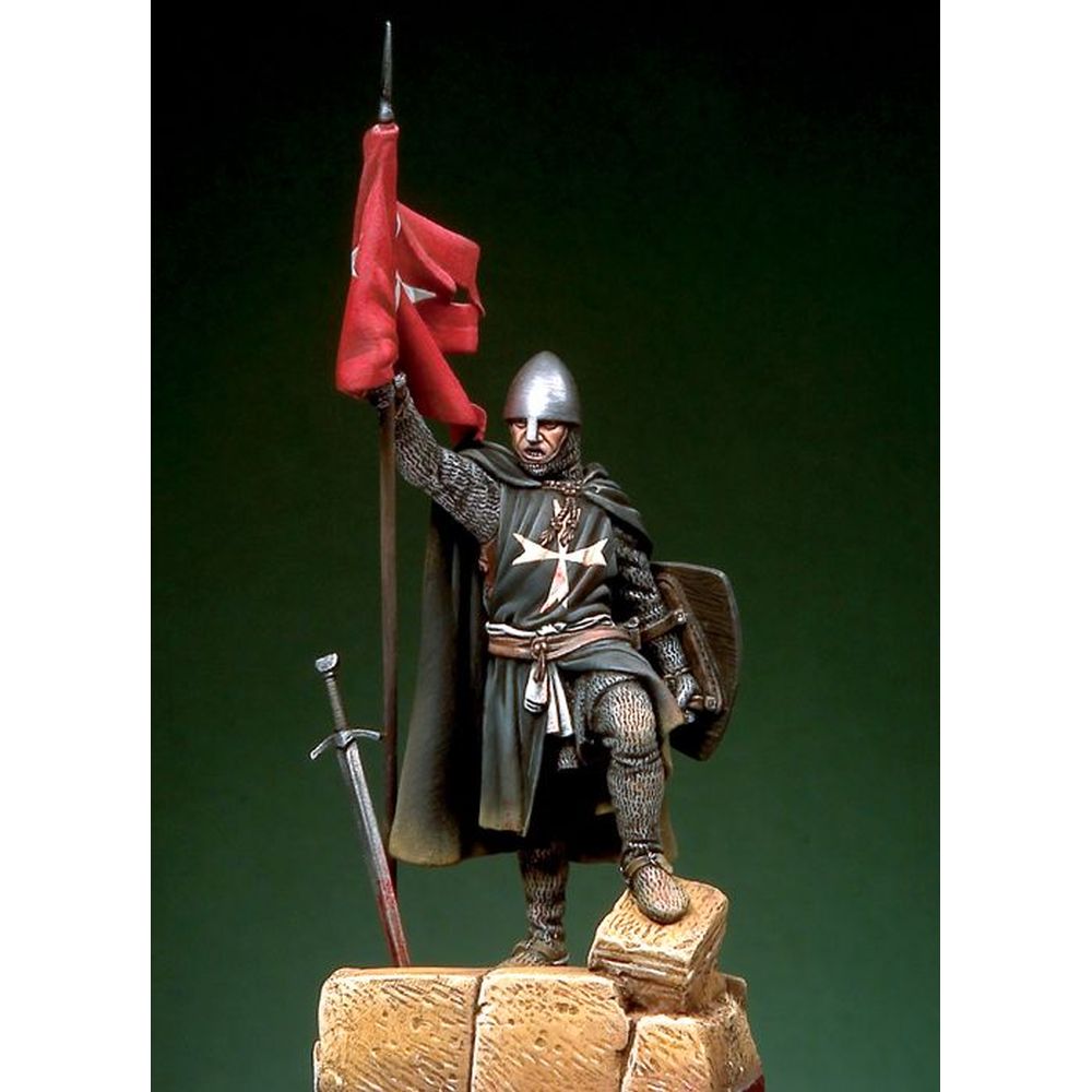 PREORDER Pegaso Models - St. John Order Knight with Flag 54mm on foot CLASSICS