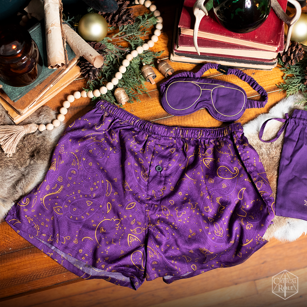 PREORDER Darrington Press - Vox Machina Collection: Scanlan Shorthalt Boxers & Sleep Mask Set - 2XL