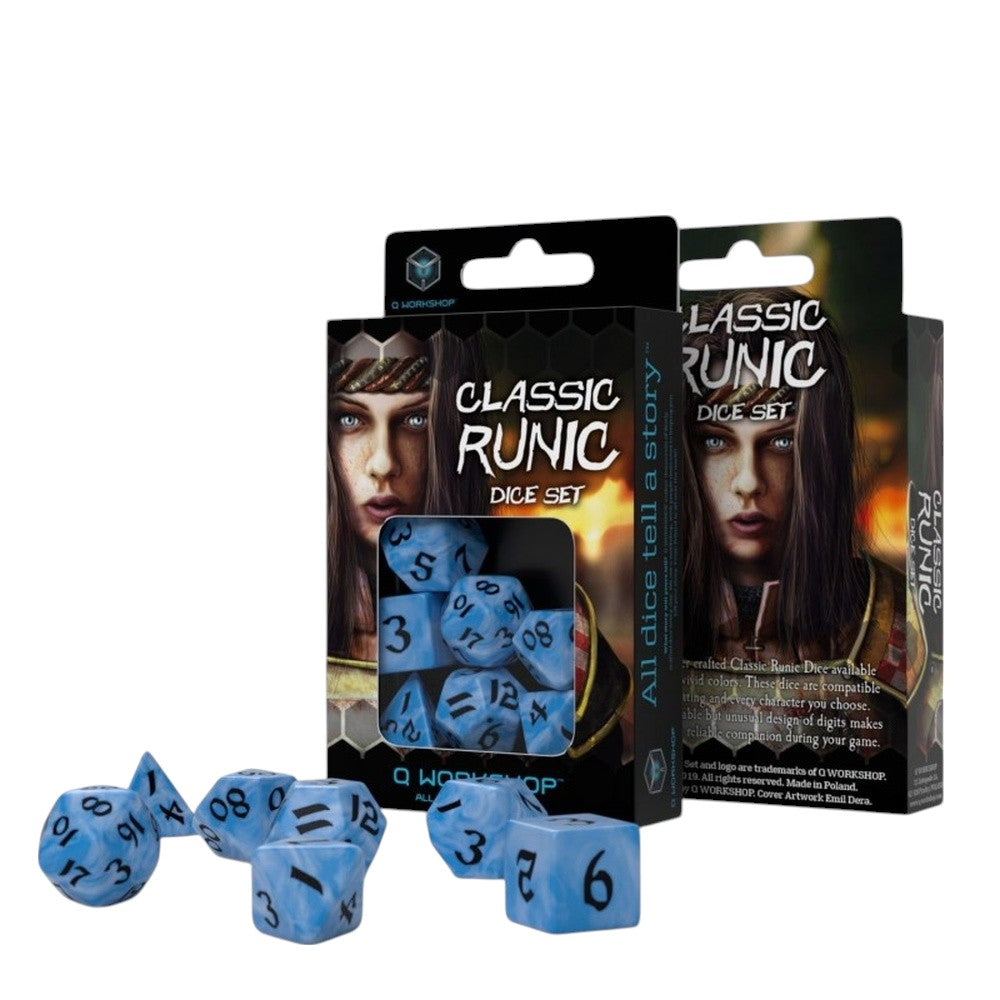 PREORDER Q Workshop: Classic Runic Glacier & black Dice Set 7