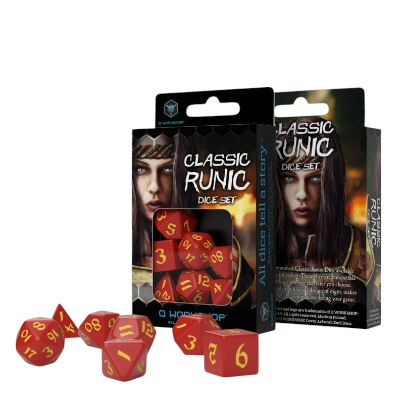 PREORDER Q Workshop: Classic Runic Red & yellow Dice Set (7)