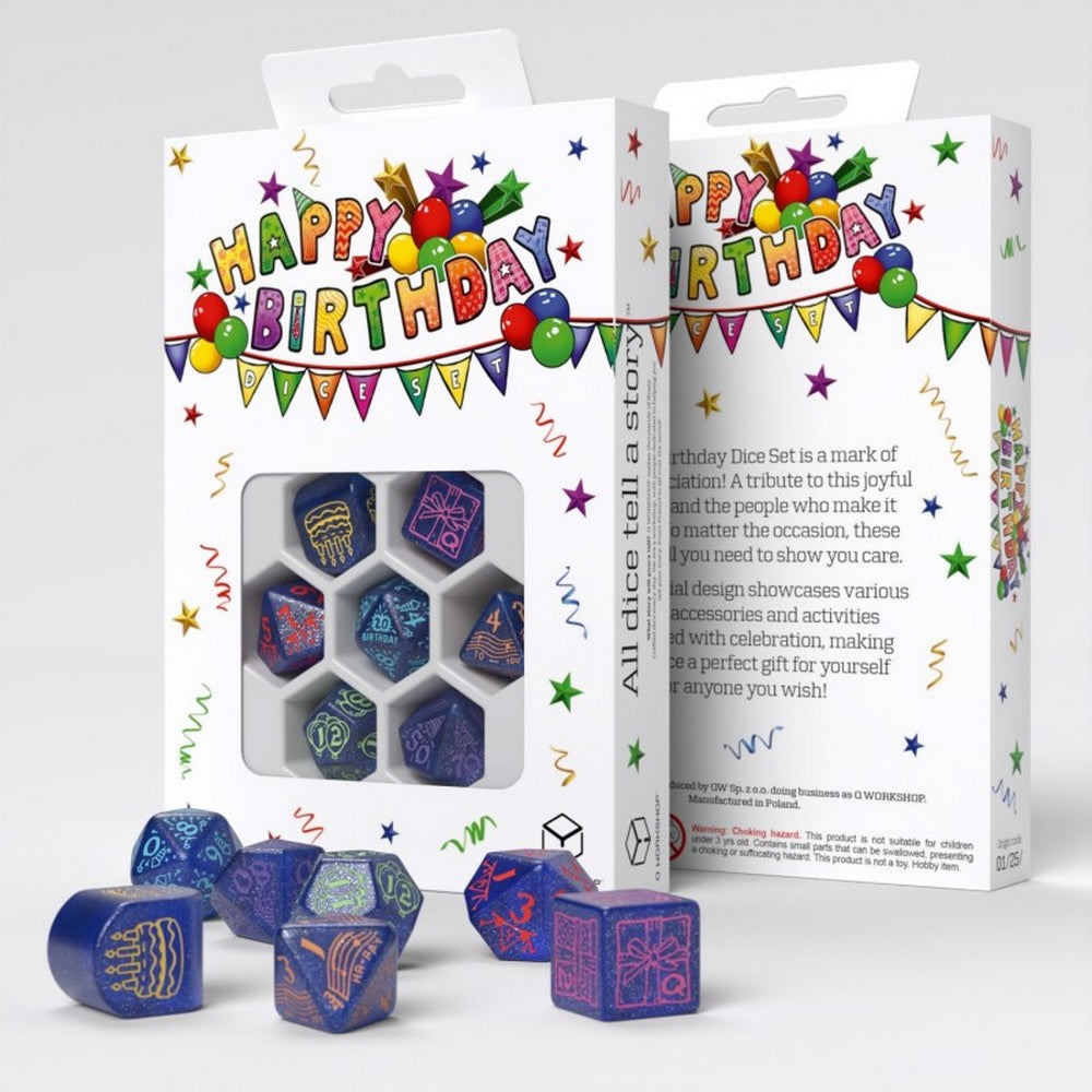 Q Workshop - Happy Birthday - Streamers Dice Set 7