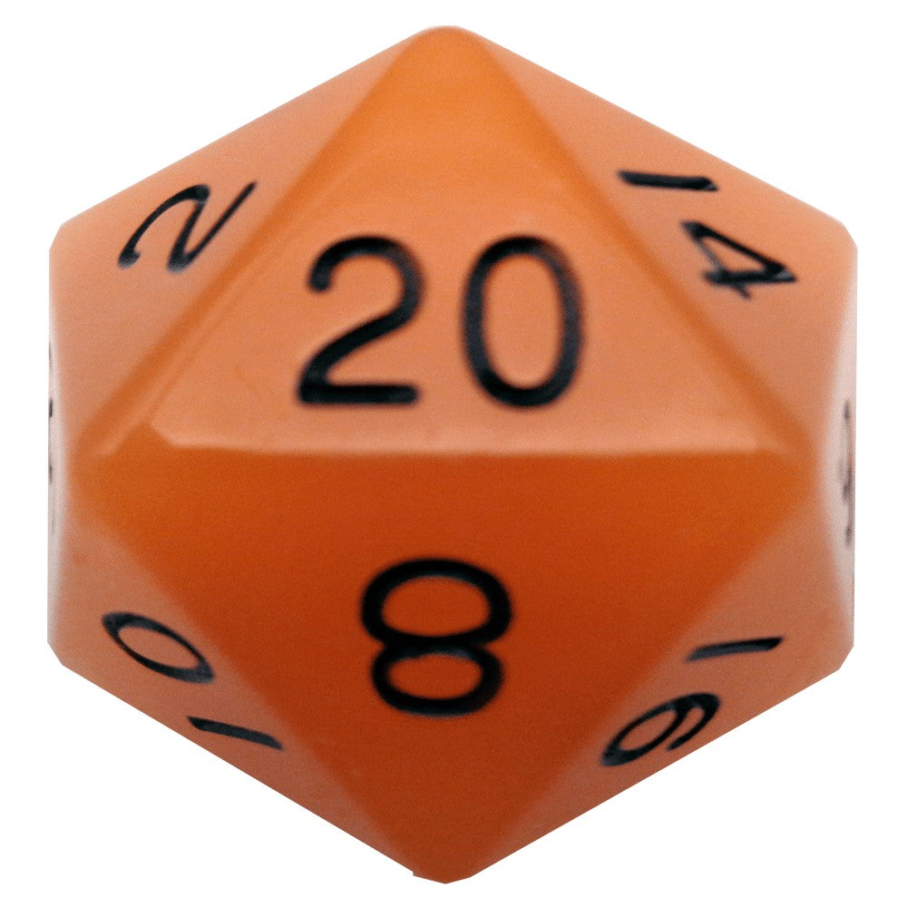 Fanroll: 35mm Mega Acrylic d20: Glow Orange with Black Numbers