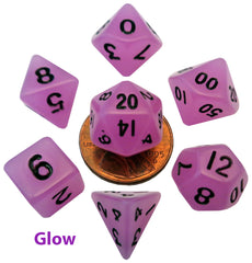 Fanroll: 10mm Mini Polyhedral Dice set: Glow Purple
