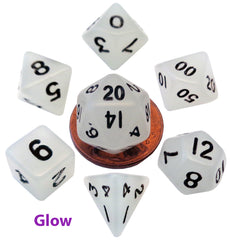 Fanroll: 10mm Mini Polyhedral Dice set: Glow Clear