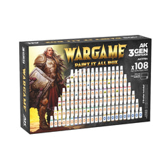 PREORDER AK Interactive - 3 Gen Acrylics - Wargame Paint It All Box 108 Colors