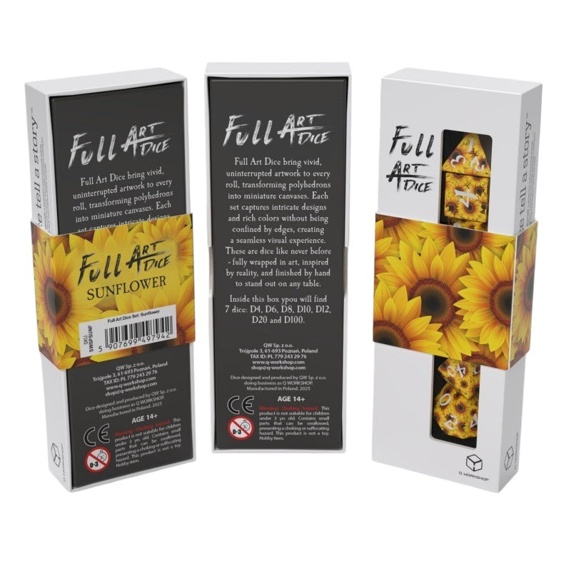 Q Workshop - Full Art - Sunflower - Dice Set 7