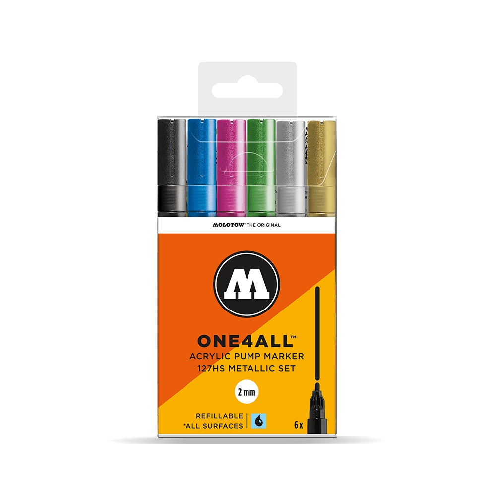PREORDER Molotow - Markers - One4All - 127HS - Wallet Metallic 6Pc 2mm Set