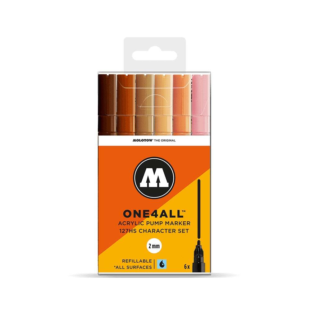 PREORDER Molotow - Markers - One4All - 127HS - Wallet Character 6Pc 2mm Set