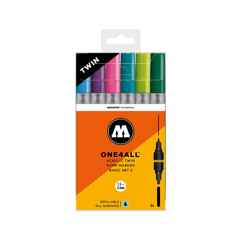 PREORDER Molotow - Markers - One4All - Twin - 6Pc Wallet Basic Set 2
