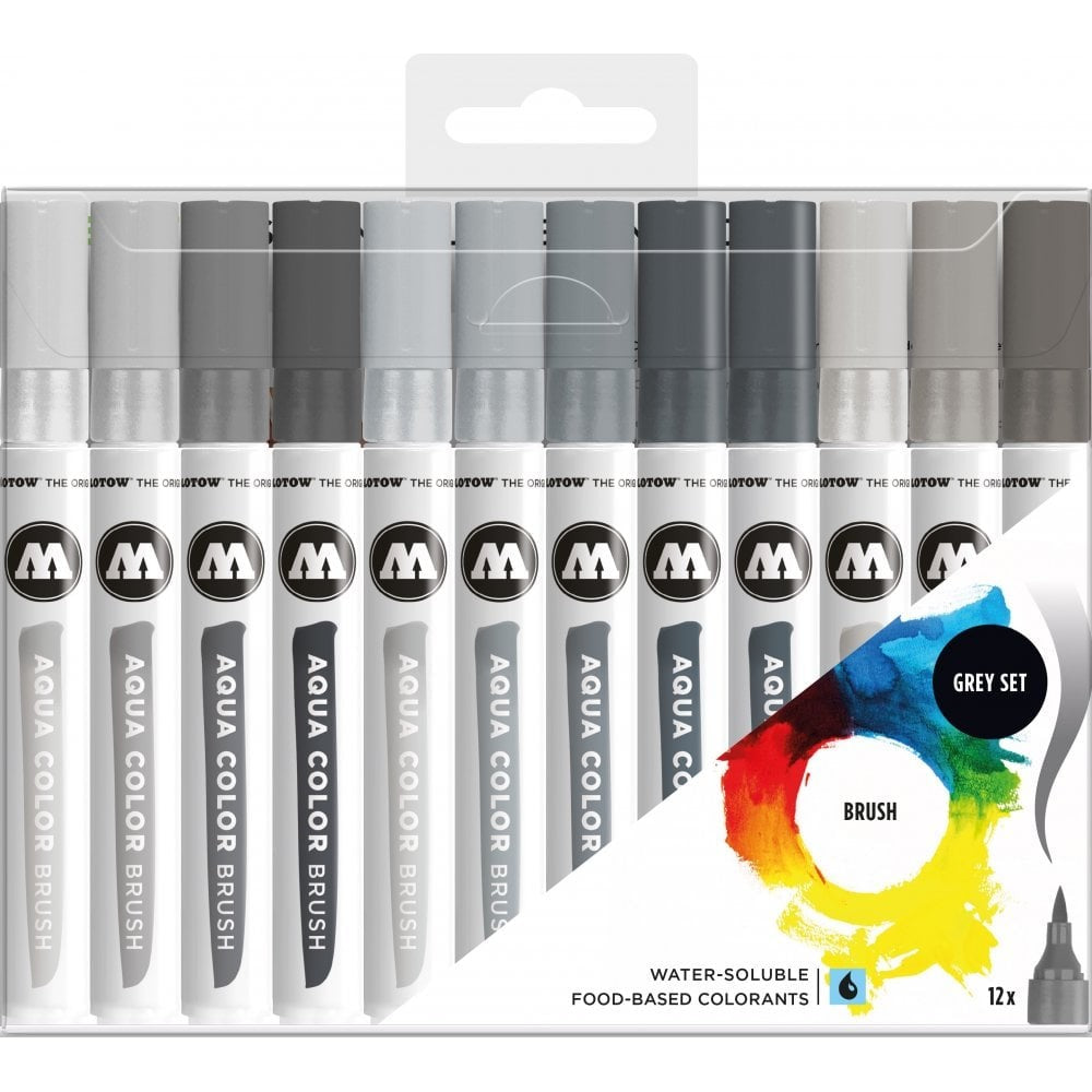 PREORDER Molotow - Markers - Aqua - Color - Brush - Grey Set