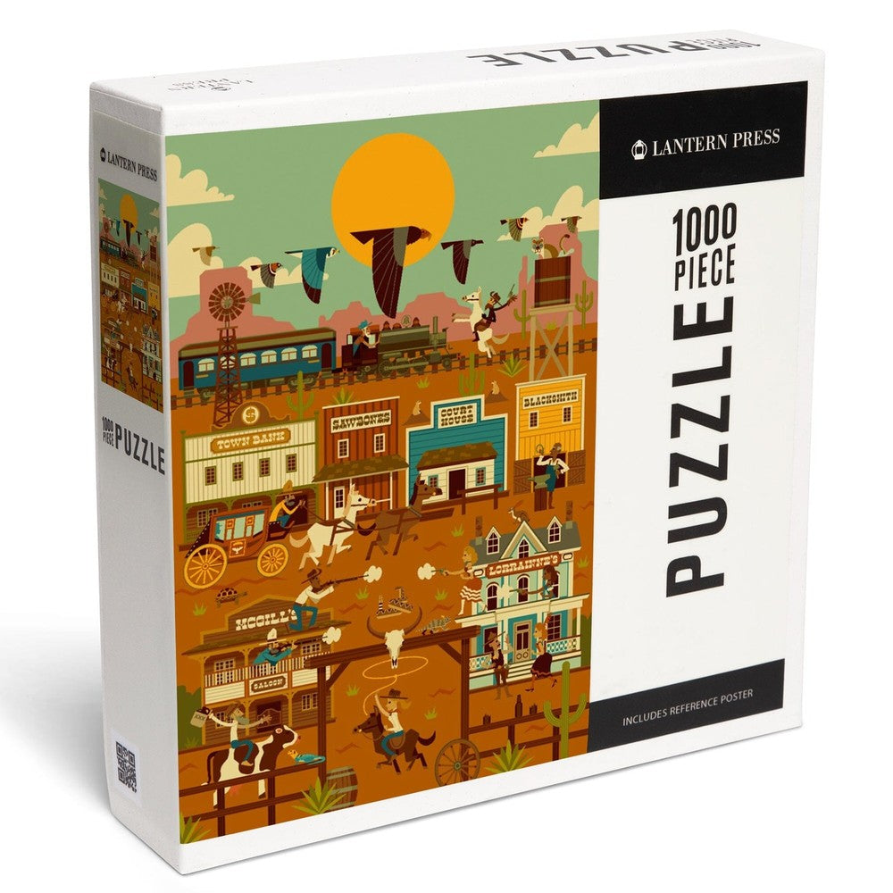 PREORDER 1000 Piece Puzzle Western Town Geometric