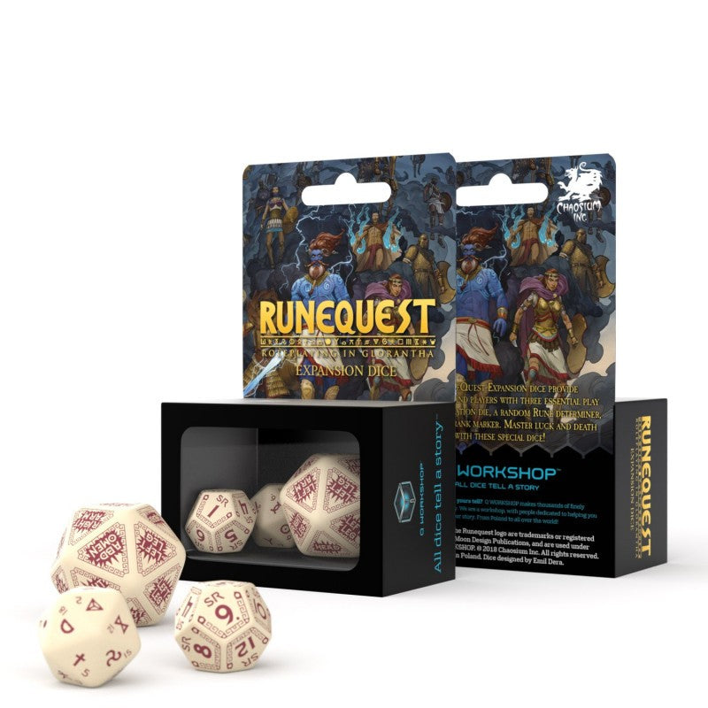 PREORDER RuneQuest Beige & Burgundy Exp. Dice