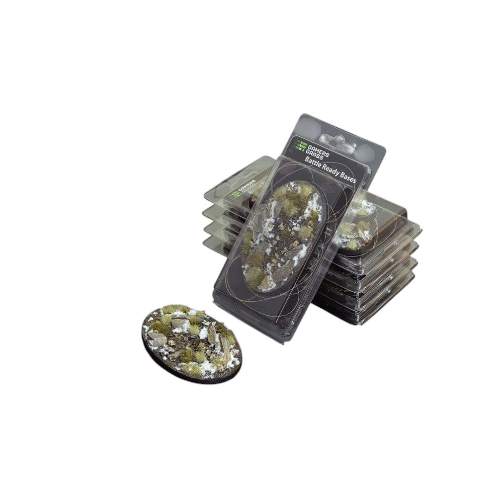 PREORDER Gamers Grass - Battle Ready Bases - Winter - Oval 105mm (x1)