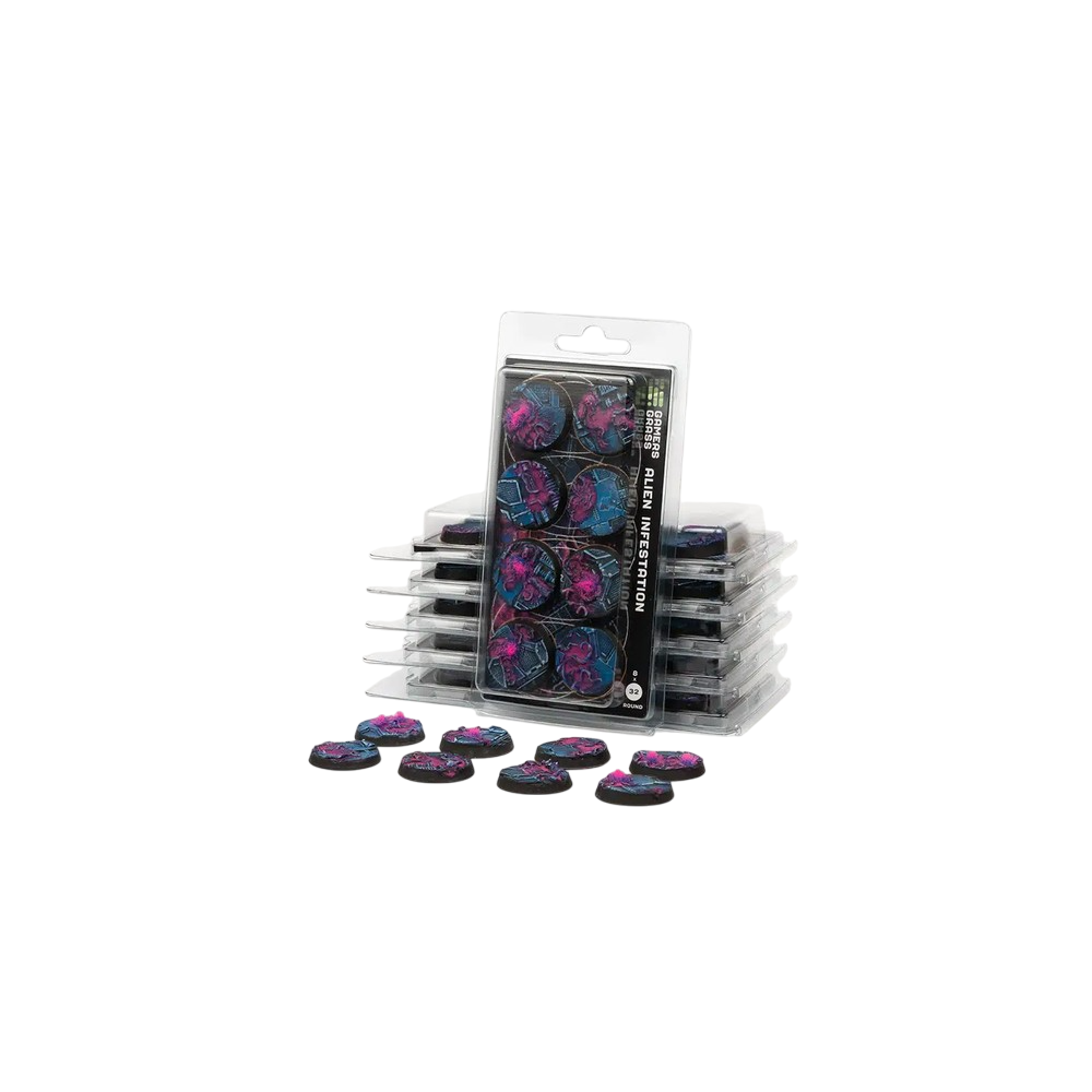 Gamers Grass - Battle Ready Bases - Alien Infestation - Round 32mm (x8)