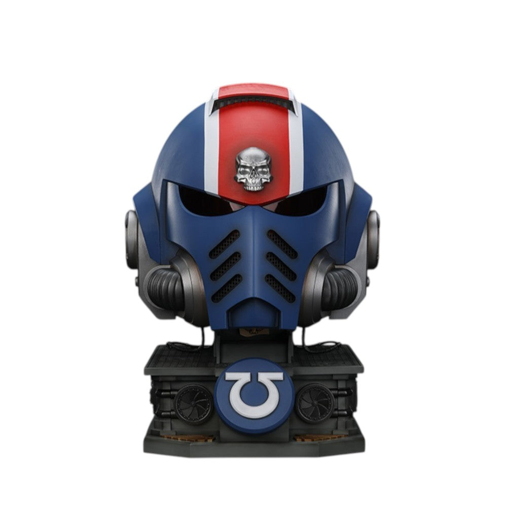 PREORDER U2 Warhammer Collectibles: 1/1 Scale Ultramarines Lieutenant Titus MKX Helmet & Display Stand