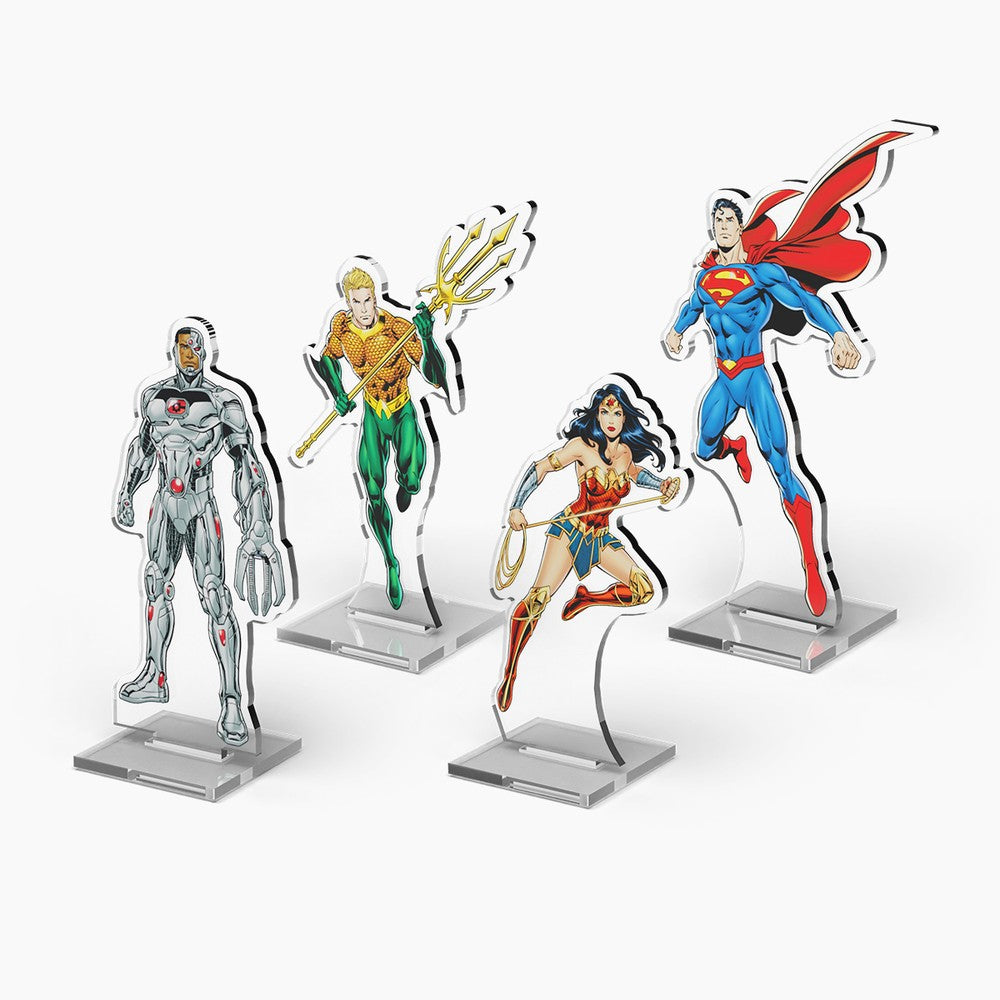 PREORDER U1 Cryptozoic: DC 2DZ Acrylic Standees: Pack 2 (Superman - Wonder Woman - Aquaman - Cyborg)