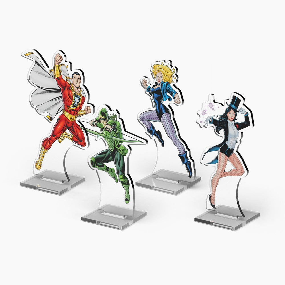 PREORDER U1 Cryptozoic: DC 2DZ Acrylic Standees: Pack 3 (Shazam! - Green Arrow - Black Canary - Zatanna)