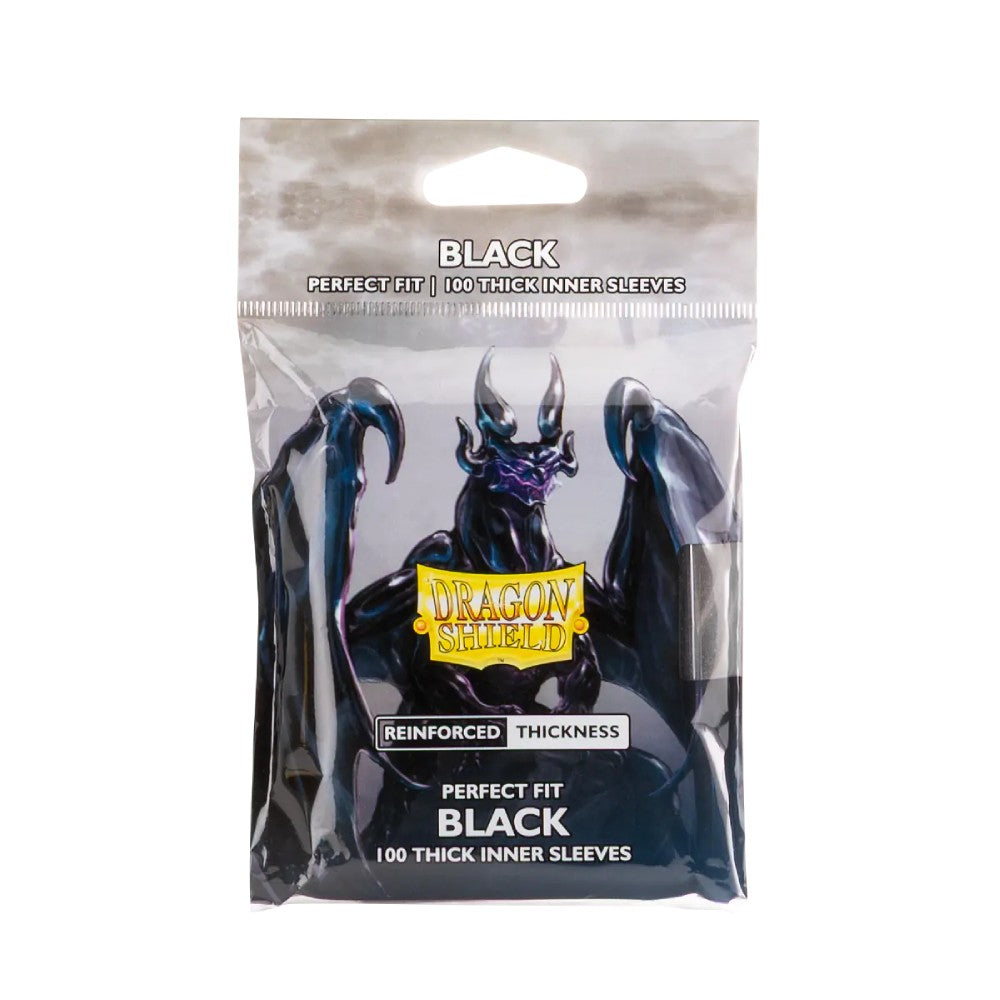 PREORDER Dragon Shield: Perfect Fit Inner Sleeves  Thick  Black