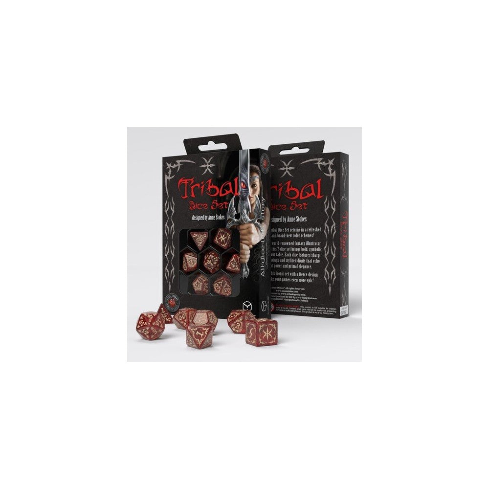 PREORDER Q Workshop - Tribal - Shimmering red & Beige Dice Set