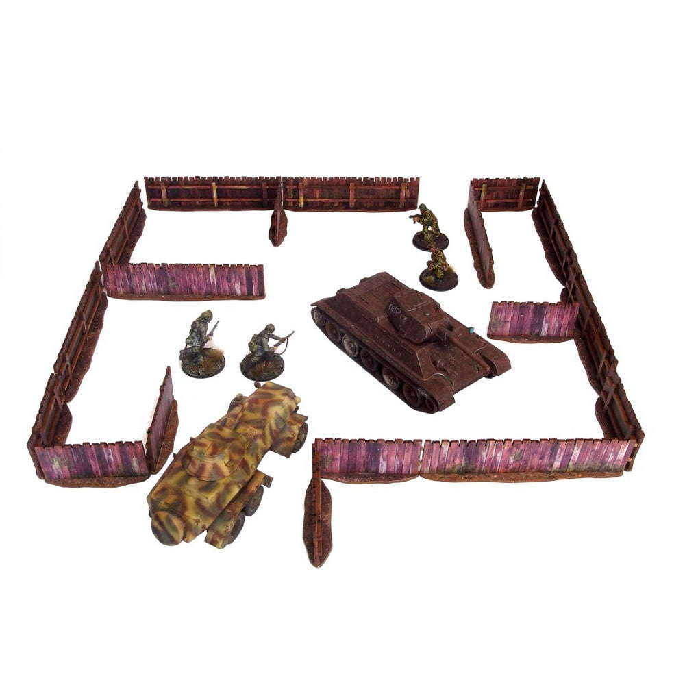 Micro Art Studio - WW2 Ostfront Village Low Fence (18) PREPAINTED [28mm/1:56]