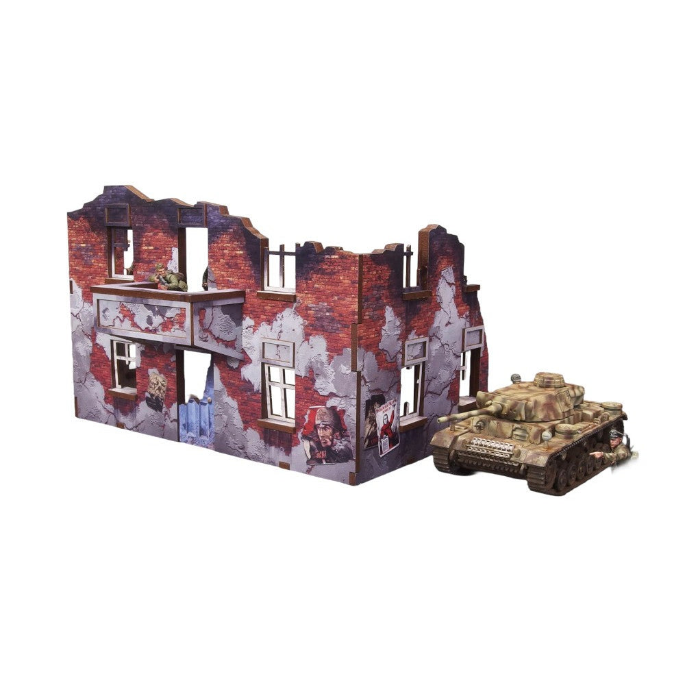 Micro Art Studio - WW2 Ostfront Stalingrad Apt Block Back (w/ balcony) PREPAINTED [28mm/1:56]