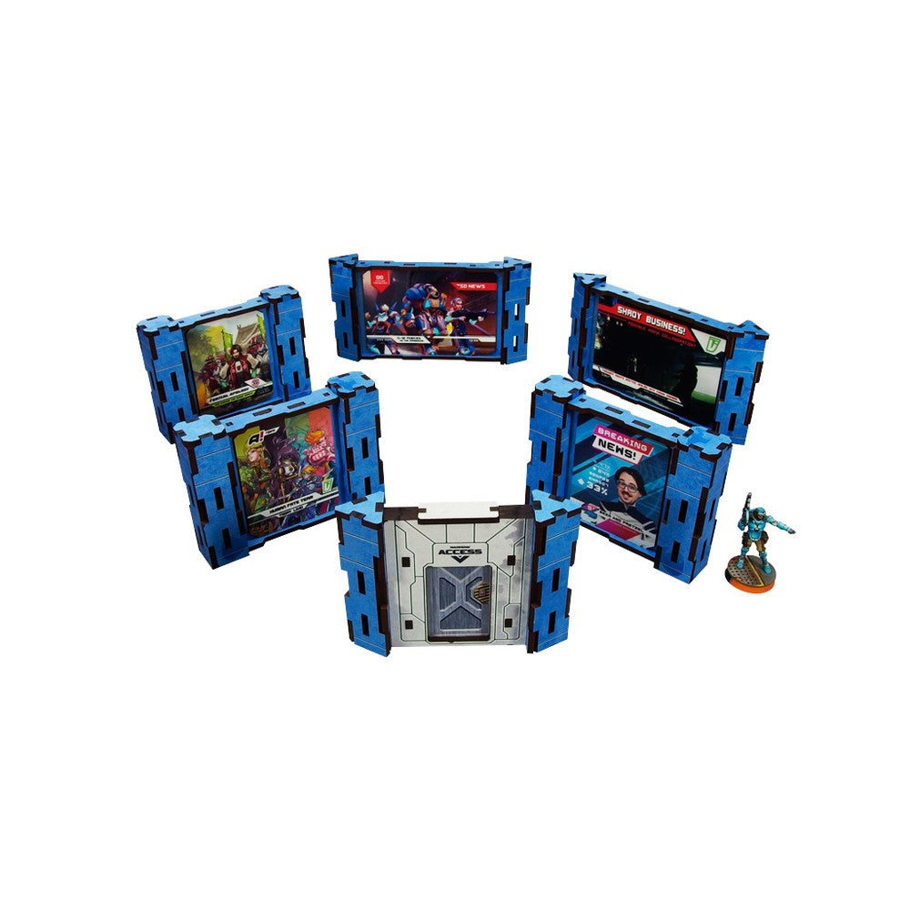 PREORDER Micro Art Studio - Infinity Scenery - District 5 News Walls (6) PREPAINTED (blue)