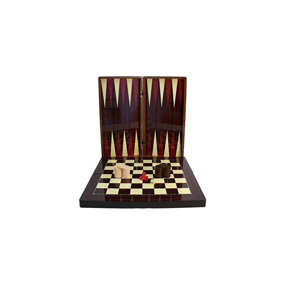 Backgammon Simple Wood Grain decoupage Folding BG with 35mm Checkers