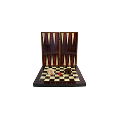 Backgammon Simple Wood Grain decoupage Folding BG with 35mm Checkers