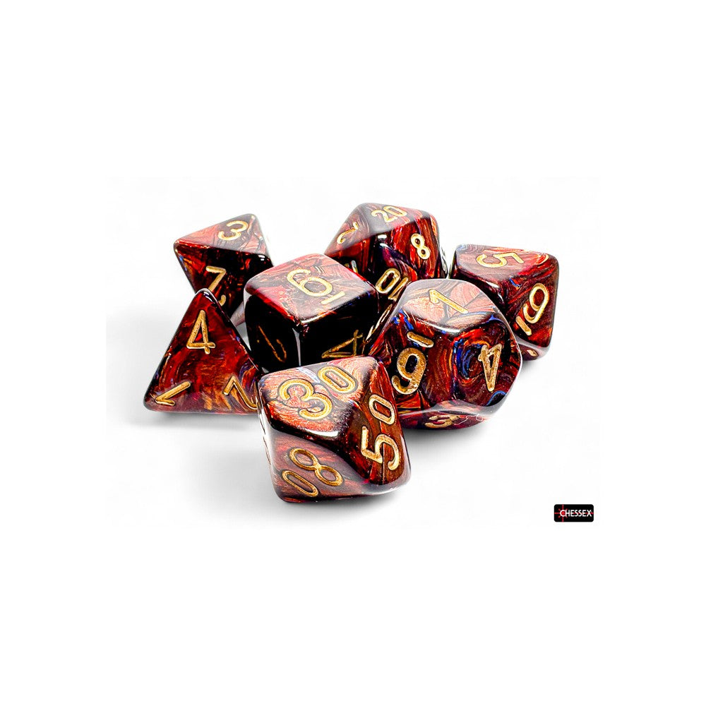 PREORDER CHX 22419 Scarab Mega-hedral Blue Blood/gold 7-Die Set