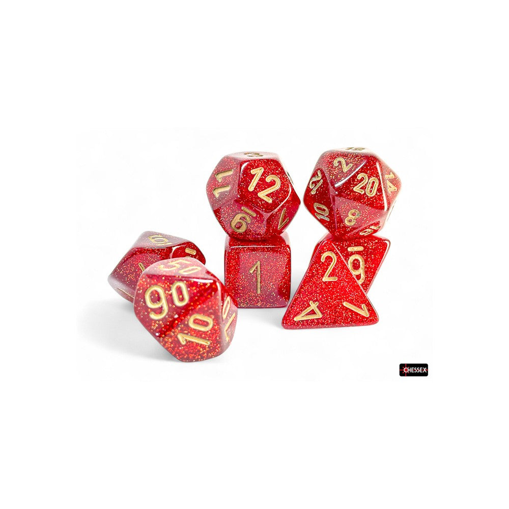 PREORDER CHX 22504 Glitter Mega-hedral Ruby/gold 7-Die Set