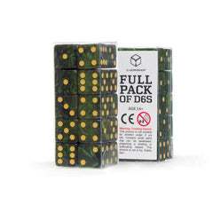 Q Workshop - Full Pack of D6s: Bottle green & Gold