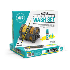 PREORDER AK Interactive - Washes - Master Acrylic Wash Set 18 Colors