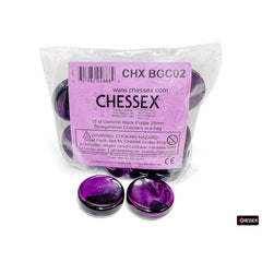 PREORDER CHX BGC02 15 of Gemini Black-Purple 28mm Backgammon Checkers in a bag
