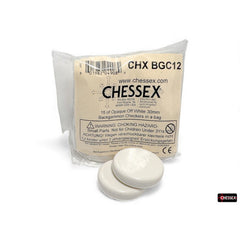 PREORDER CHX BGC12 15 of Opaque Off White 30mm Backgammon Checkers in a bag