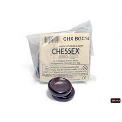 PREORDER CHX BGC14 15 of Opaque Brown 30mm Backgammon Checkers in a bag