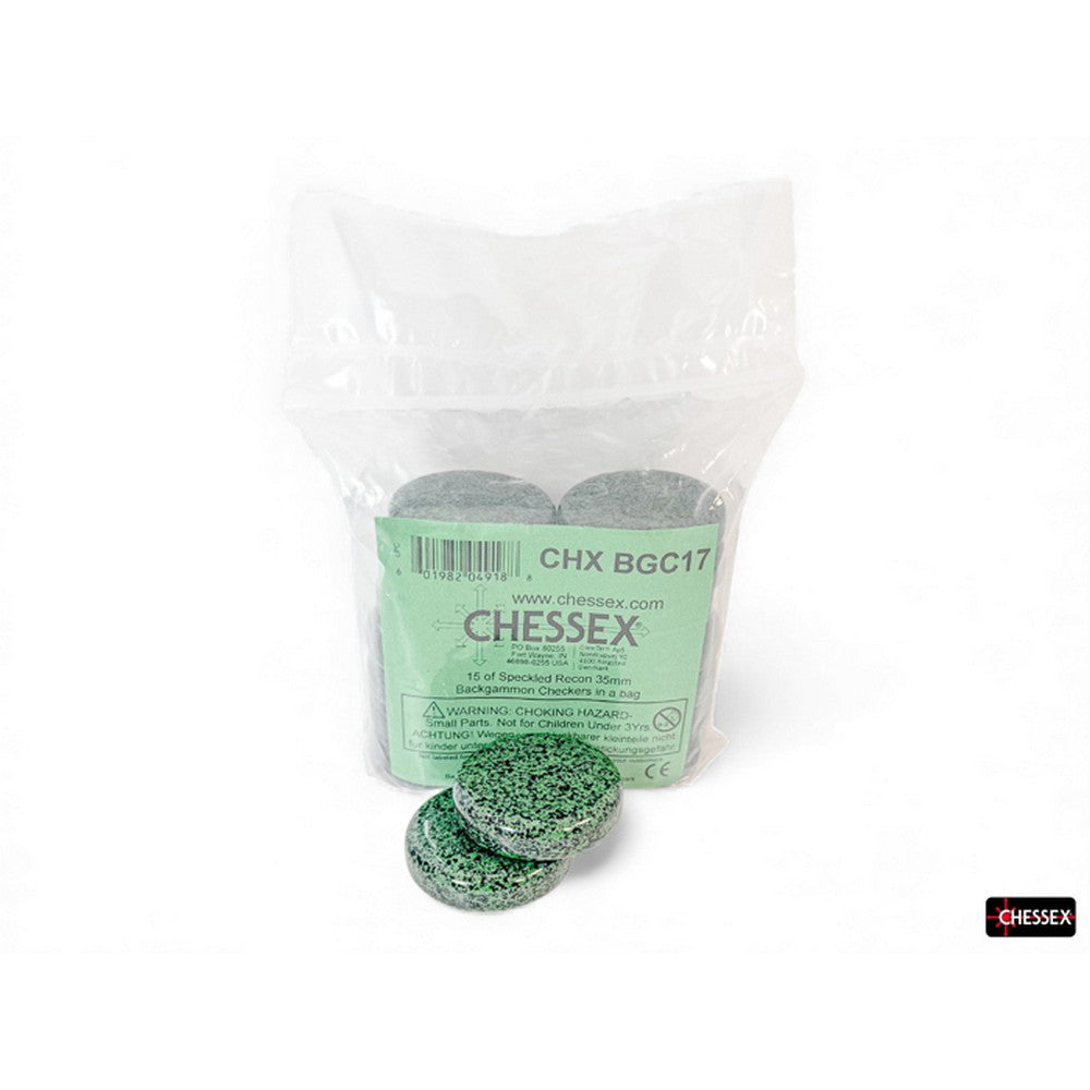 PREORDER CHX BGC17 15 of Speckled Recon 35mm Backgammon Checkers in a bag
