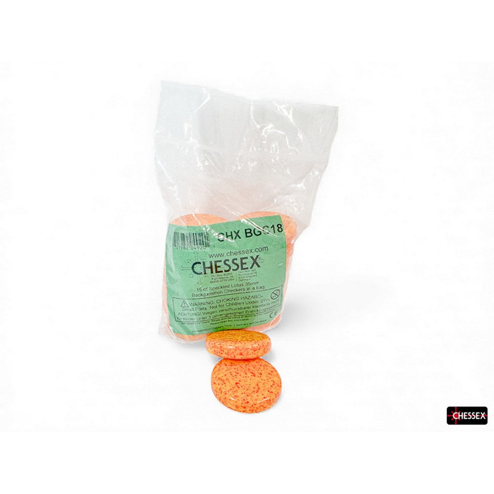 PREORDER CHX BGC18 15 of Speckled Lotus 35mm Backgammon Checkers in a bag