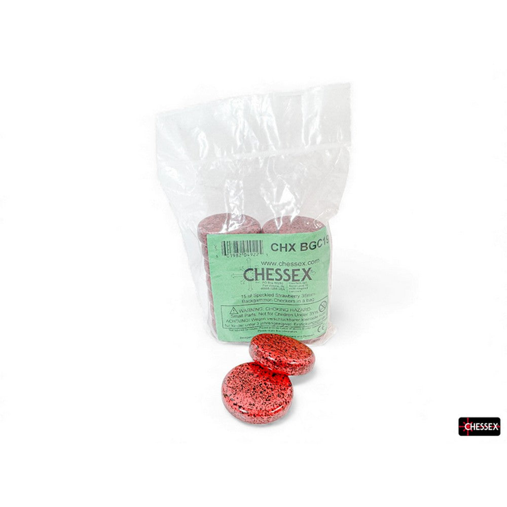 PREORDER CHX BGC19 15 of Speckled Strawberry 35mm Backgammon Checkers in a bag