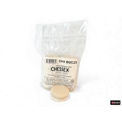 PREORDER CHX BGC25 15 of Opaque Ivory 35mm Backgammon Checkers in a bag