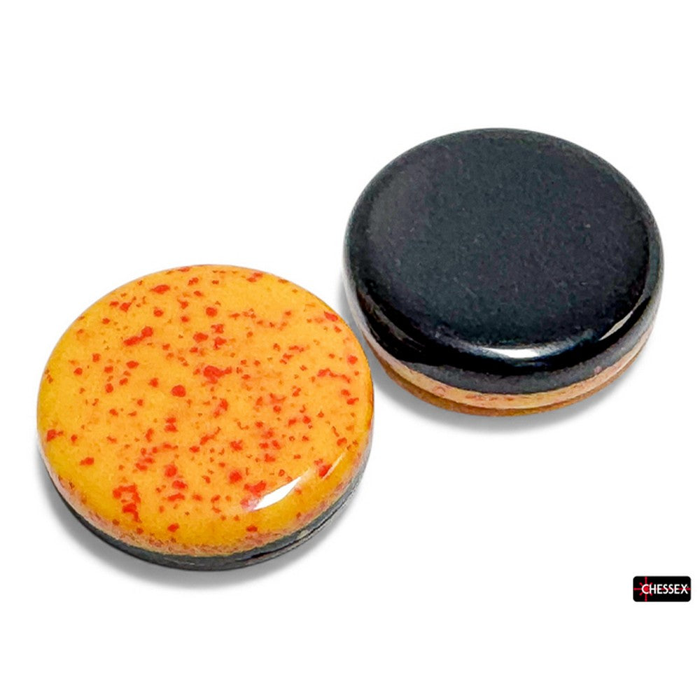 PREORDER CHX REV05 64 of Opaque Black & Speckled Lotus 30mm Reversi Checkers in a bag