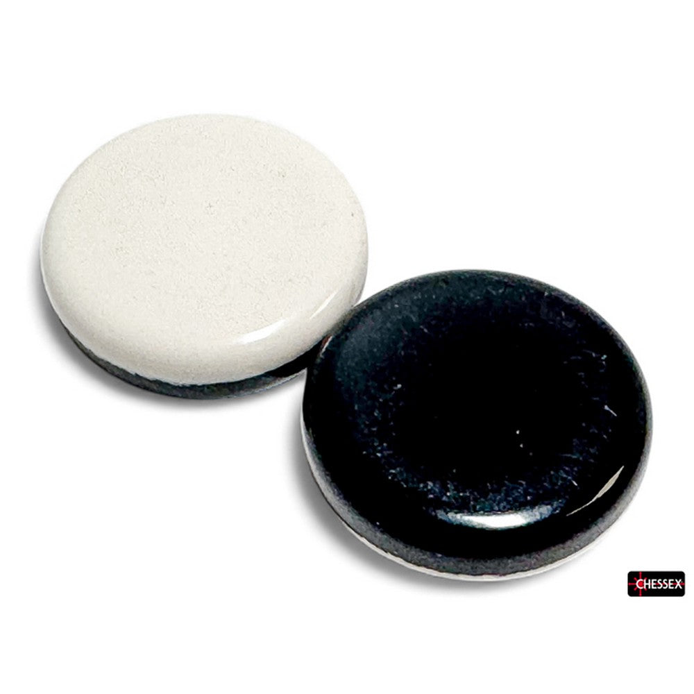 PREORDER CHX REV07 64 of Opaque Black & White 35mm Reversi Checkers in a bag