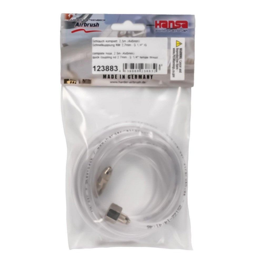 PREORDER H&S Airbrushes - complete hose - 2.5m (4x6mm) - quick coupling nd 2.7mm - G 1/4 female thread